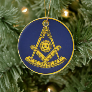 Décoration En Céramique Ancien Maître Freemason Carré et Compass Masonic