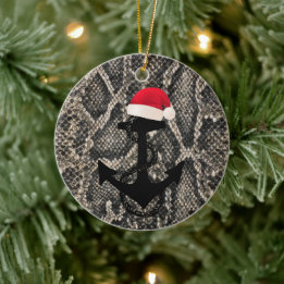 Décoration En Céramique Ancre nautique élégante en peau de serpent + SANTA