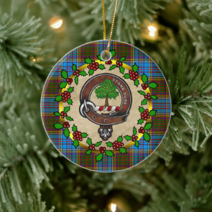 Décoration En Céramique Anderson Clan Badge & Tartan - Noël personnalisé