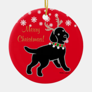 Décoration En Céramique Andouillers noirs de Noël de Labrador