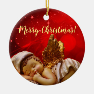 Décoration En Céramique Ange couchant Bébé Jésus Noël