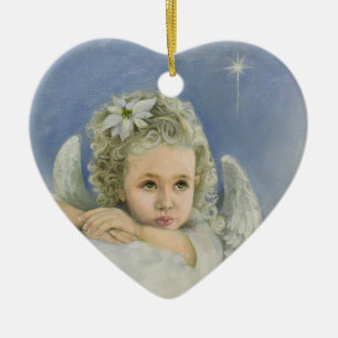 Décoration En Céramique Ange de Noël au cœur