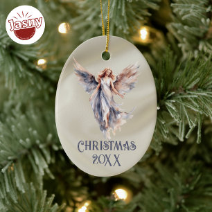 Décoration En Céramique Ange de Noël satin