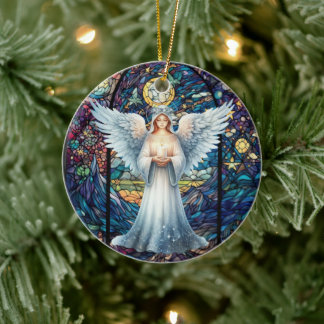 Décoration En Céramique Ange Gardien personnalisé avec un effet de verre t