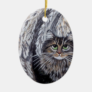 Décoration En Céramique Ange Maine Coon