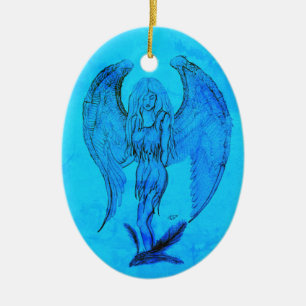 Décoration En Céramique Angel en style tatouage