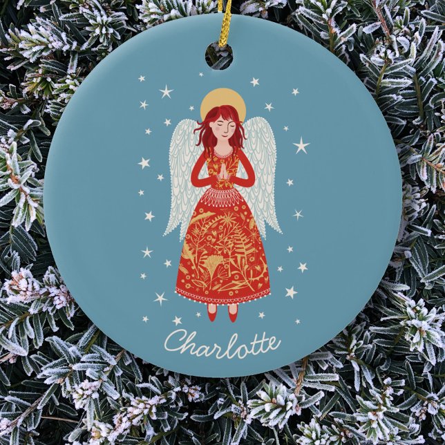 Décoration En Céramique Angel personnalisé (Angel personalized custom name Christmas ornament)