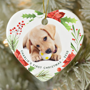 Décoration En Céramique Animaux de compagnie Custom 2 Chien Photo Coeur Wr