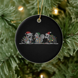 Décoration En Céramique Animaux de Noël Xmas Fou Raton Raton Laveur Écureu