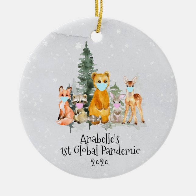 Décoration En Céramique Animaux de vacances 1er Noël Pandémie 2020 (Devant)