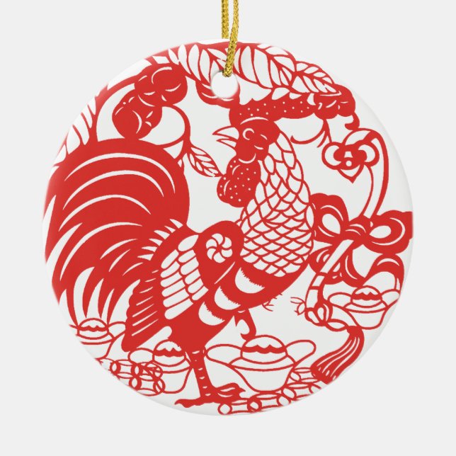 Décoration En Céramique Année 2017 de coq de Papercut de Chinois (Devant)