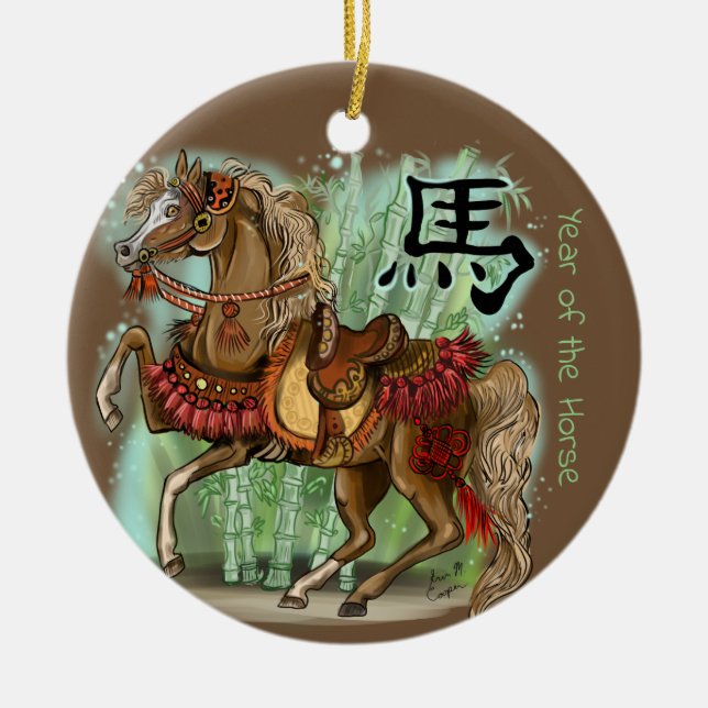 Décoration En Céramique Année chinoise du zodiaque du cheval (Devant)