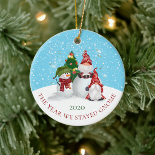 Décoration En Céramique Année où nous sommes restés Gnome Noël
