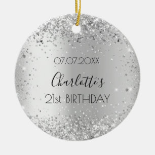 Décoration En Céramique Anniversaire argent parties scintillant amis noms 