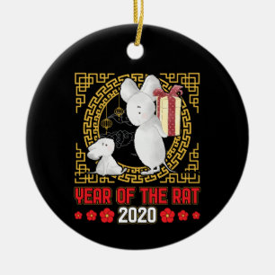 Décoration En Céramique Anniversaire chinois né dans l'année du Rat 2020