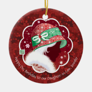 Décoration En Céramique Anniversaire de décembre de la belle-fille, fille