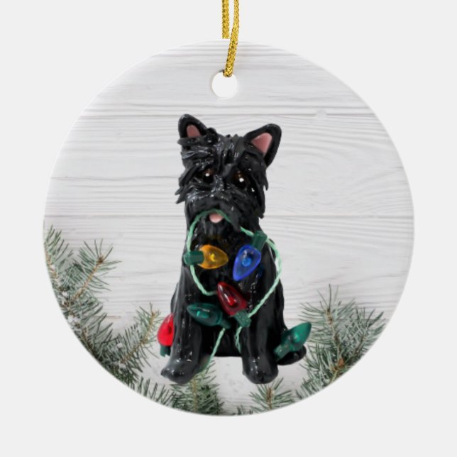 Décoration En Céramique Anniversaire de Noël de Cairn Terrier (Devant)