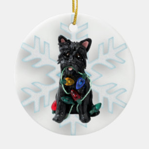 Décoration En Céramique Anniversaire de Noël de Cairn Terrier