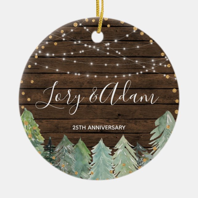 Décoration En Céramique Anniversaire de Noël rustique pour Mariage (Devant)
