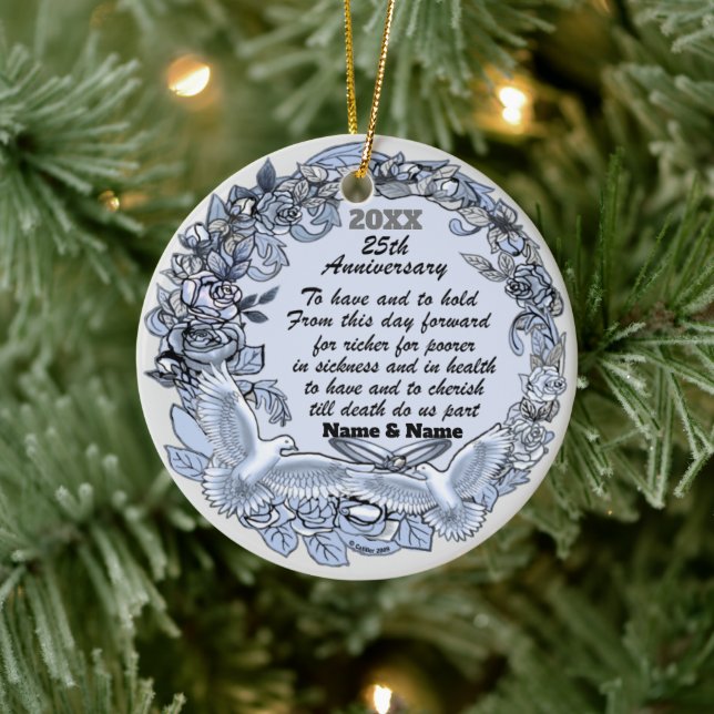 Décoration En Céramique Anniversaire du Mariage d'argent (Arbre)