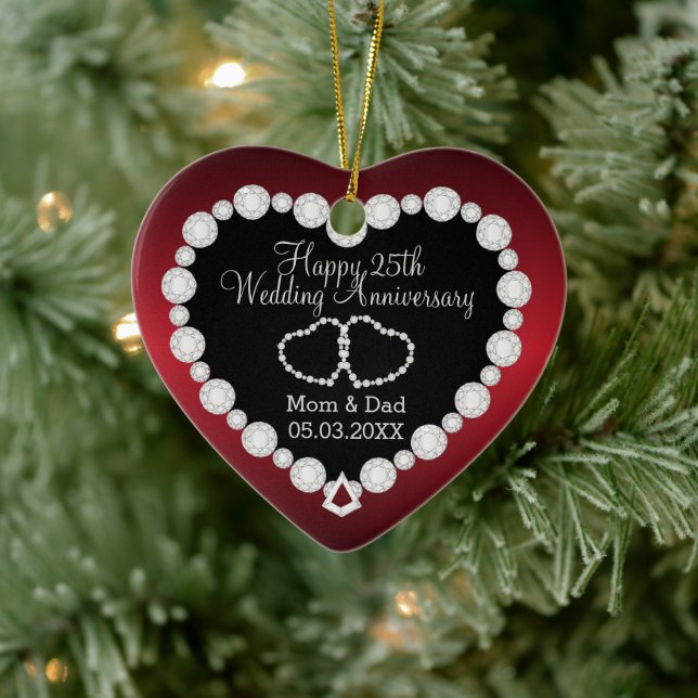 Décoration En Céramique Anniversaire mariage | Rouge Garnet | Texte do-it- (Arbre)
