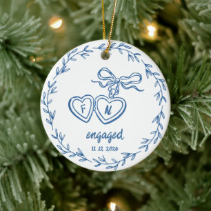 Décoration En Céramique Annonce de fiançailles personnalisée de couple ble