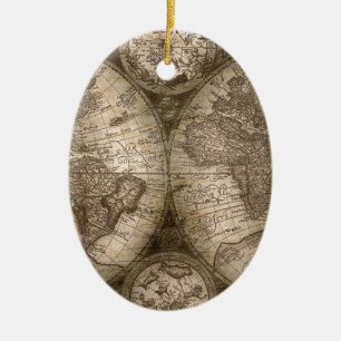 Décoration En Céramique Antique Historique Ancien Monde Atlas Continents