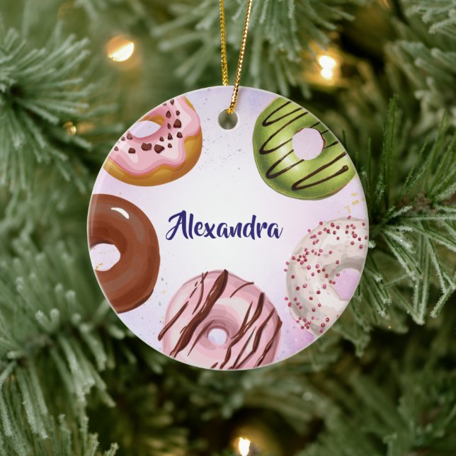 Décoration En Céramique Aquarelle Assortie Donut (Arbre)