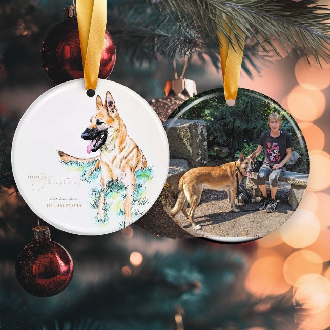 Décoration En Céramique Aquarelle berger allemand Belge Malinois Photo (Créateur téléchargé)