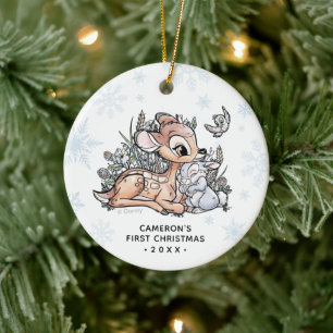 Décoration En Céramique Aquarelle bois Bambi   Premier Noël du bébé