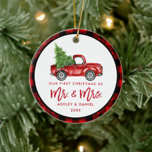 Décoration En Céramique Aquarelle Bracelet Script Vintage Camion rouge Pla