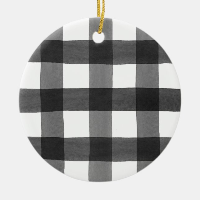 Décoration En Céramique Aquarelle Buffalo Plaid orament (Devant)