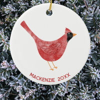 Aquarelle cardinale Festive Oiseau Année personnal