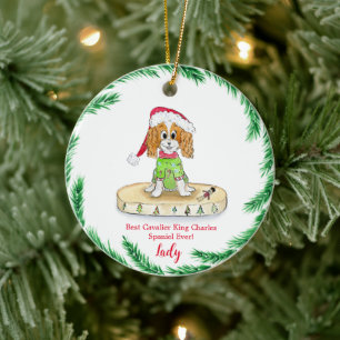 Décoration En Céramique Aquarelle Cavalier King Charles Spaniel mignon 