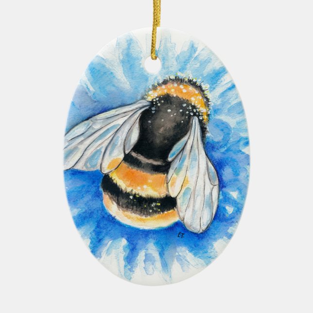 Décoration En Céramique Aquarelle d'abeille mignonne (Devant)