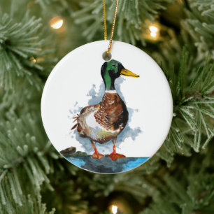 Décoration En Céramique Aquarelle de canard de Mallard