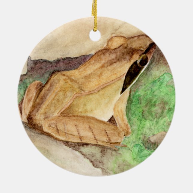 Décoration En Céramique Aquarelle de grenouille à bois (Dos)
