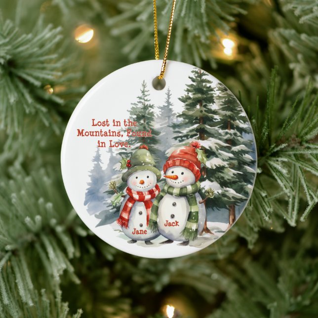 Décoration En Céramique Aquarelle de la montagne de Noël Couple nouveau (Arbre)