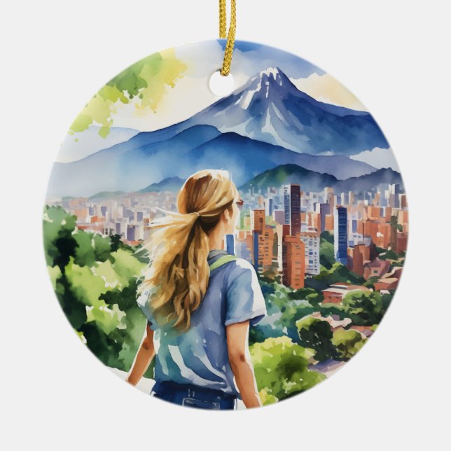 Décoration En Céramique Aquarelle de Medellin Colombie (Devant)