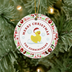 Décoration En Céramique Aquarelle de Noël de canard en caoutchouc