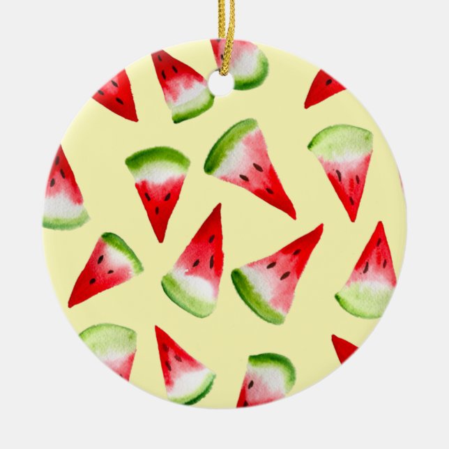 Décoration En Céramique Aquarelle de pastèque fruit mignon (Devant)