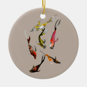 Décoration En Céramique Aquarelle de poisson koi