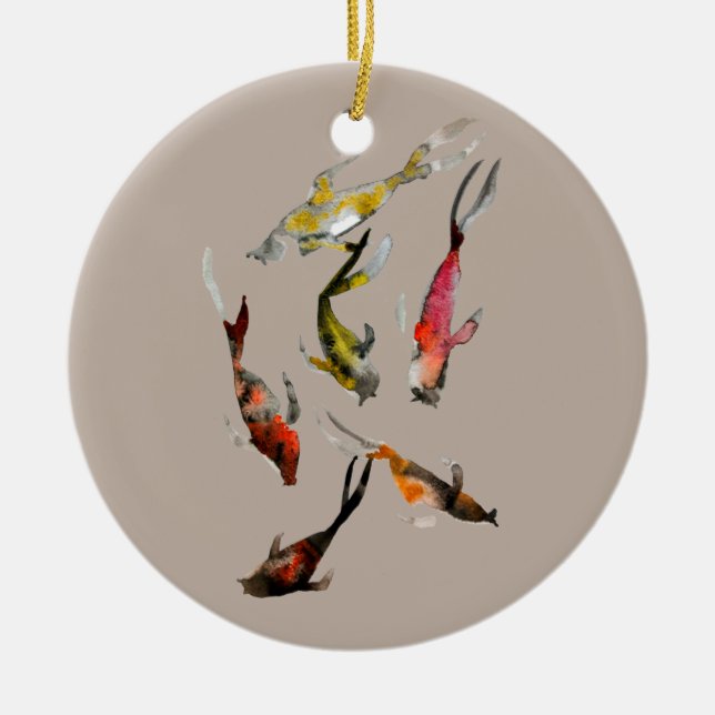 Décoration En Céramique Aquarelle de poisson koi (Devant)