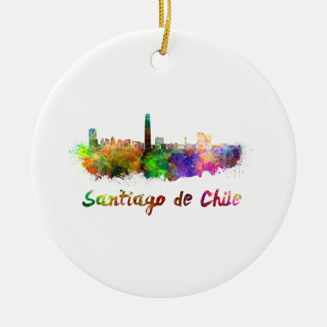 Décoration En Céramique Aquarelle de Santiago du Chili (Devant)