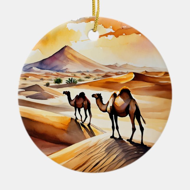 Décoration En Céramique Aquarelle du désert du Sahara (Devant)