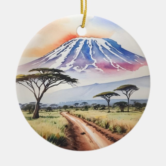 Décoration En Céramique Aquarelle du Mont Kilimandjaro Tanzanie (Devant)