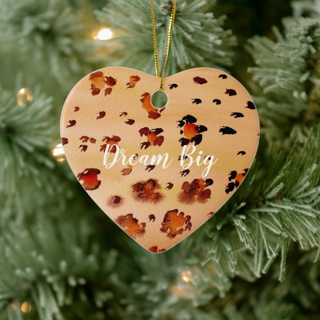 Décoration En Céramique Aquarelle Empreinte de léopard orange de la pêche (Arbre)