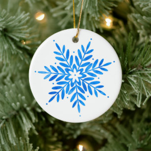 Décoration En Céramique Aquarelle Flèche de neige bleu