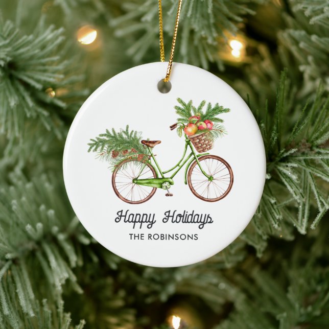 Décoration En Céramique Aquarelle Floral Vélo Noël (Arbre)