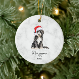 Décoration En Céramique Aquarelle Goldendoodle fantôme noir et blanc